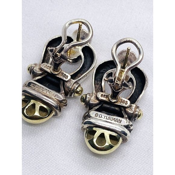 David Yurman 925 Sterling Silver 14K 585 Acorn Door Knocker Earrings - Picture 7 of 10